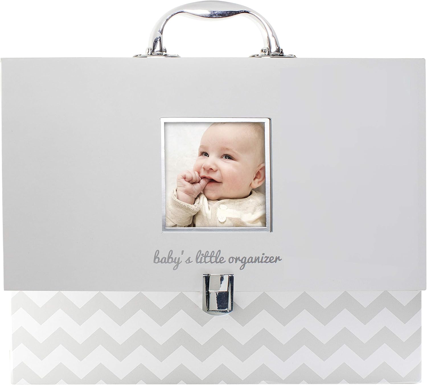 Pearhead Baby Briefcase and Document Organizer, Grey Chevron