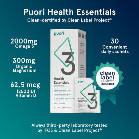Puori P3 Health Essentials, Daily Multi-Vitamin Packs, 30 Servings