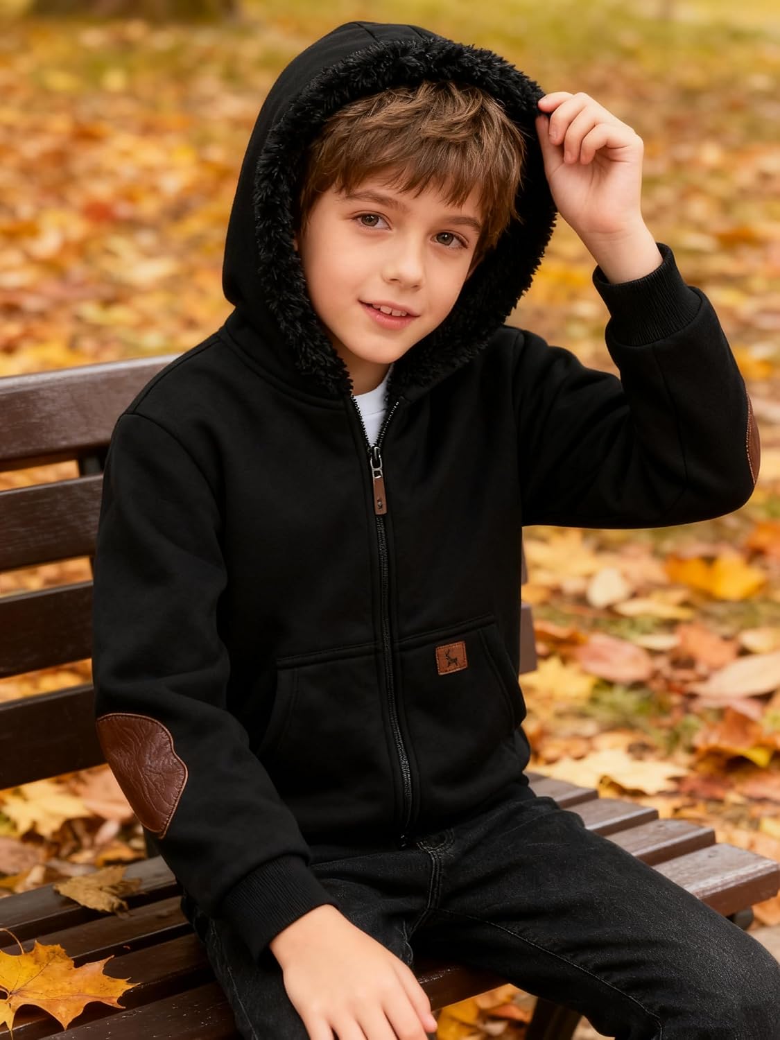 Boys Zip Up Hoodie Kid Hooded Jacket