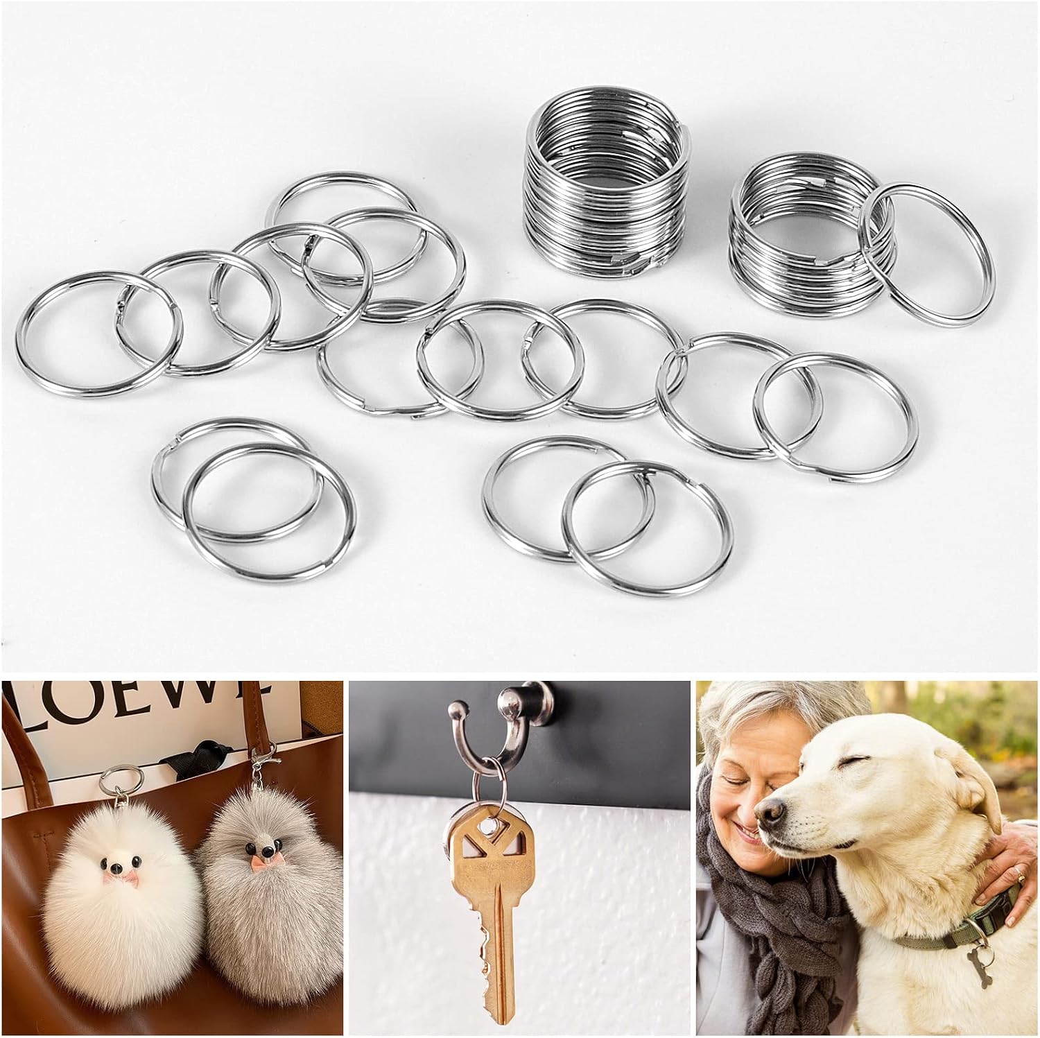 100PCS Key Rings Bulk, Split Key Rings, Keychain Rings and Crafts 1 inch (25mm)