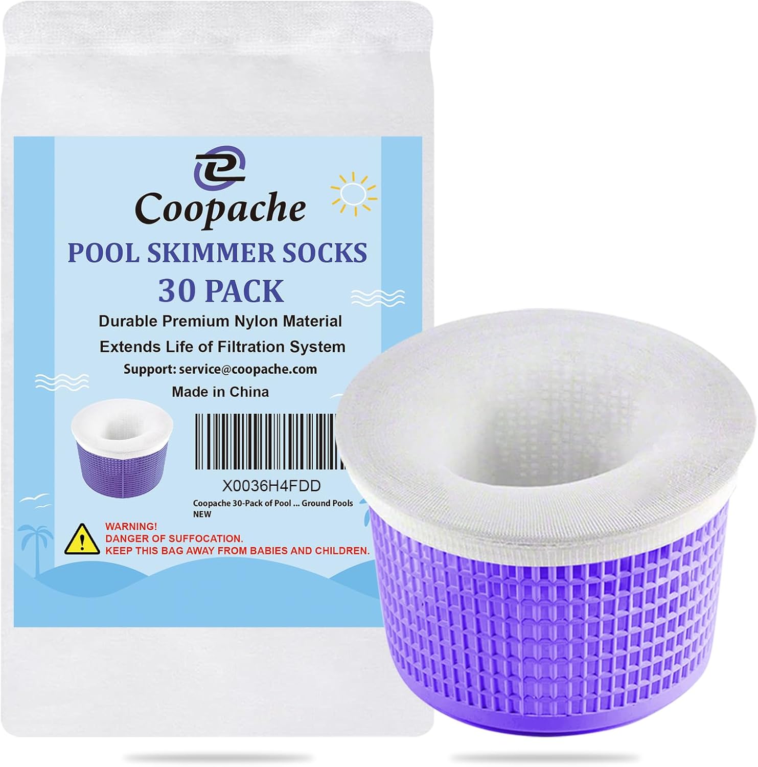 Coopache 30 Pack of Pool Skimmer Socks Filters Baskets Trap Debris Leaves