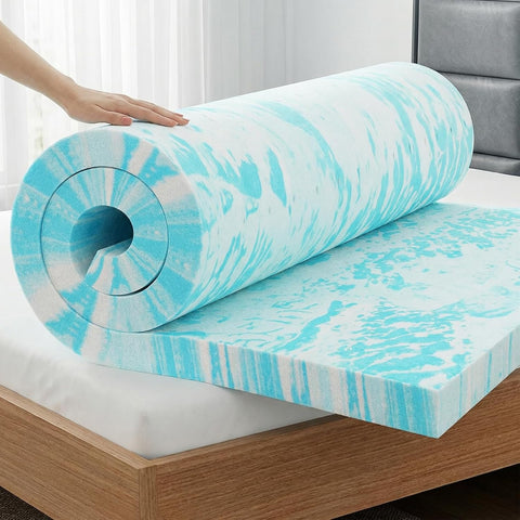 OLIXIS 2 Inch Full Cooling Gel Infused Memory Foam Mattress Topper, Bed Pad