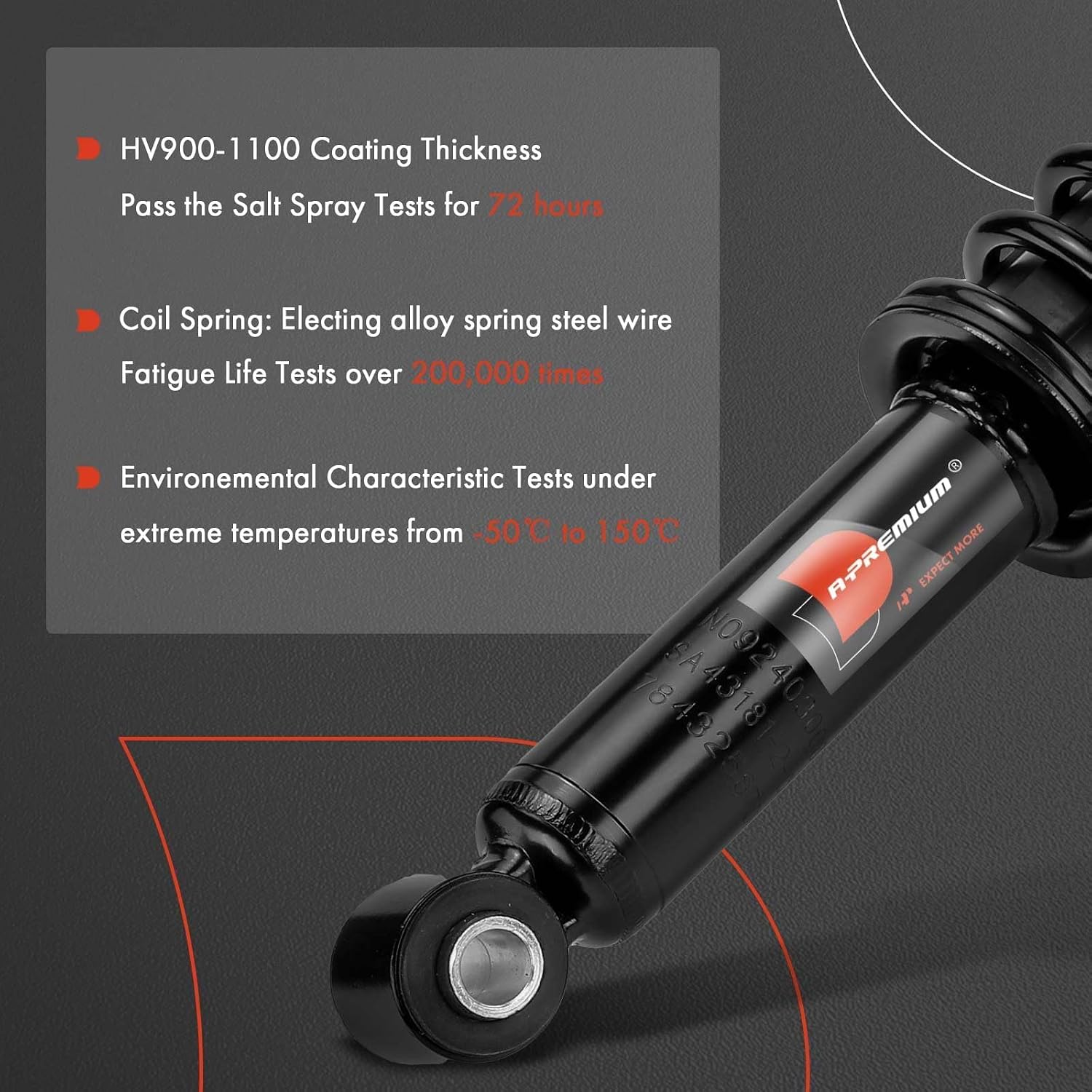 A-Premium Rear Load Adjusting Shock Absorbers w/Coil Springs, Set of 2