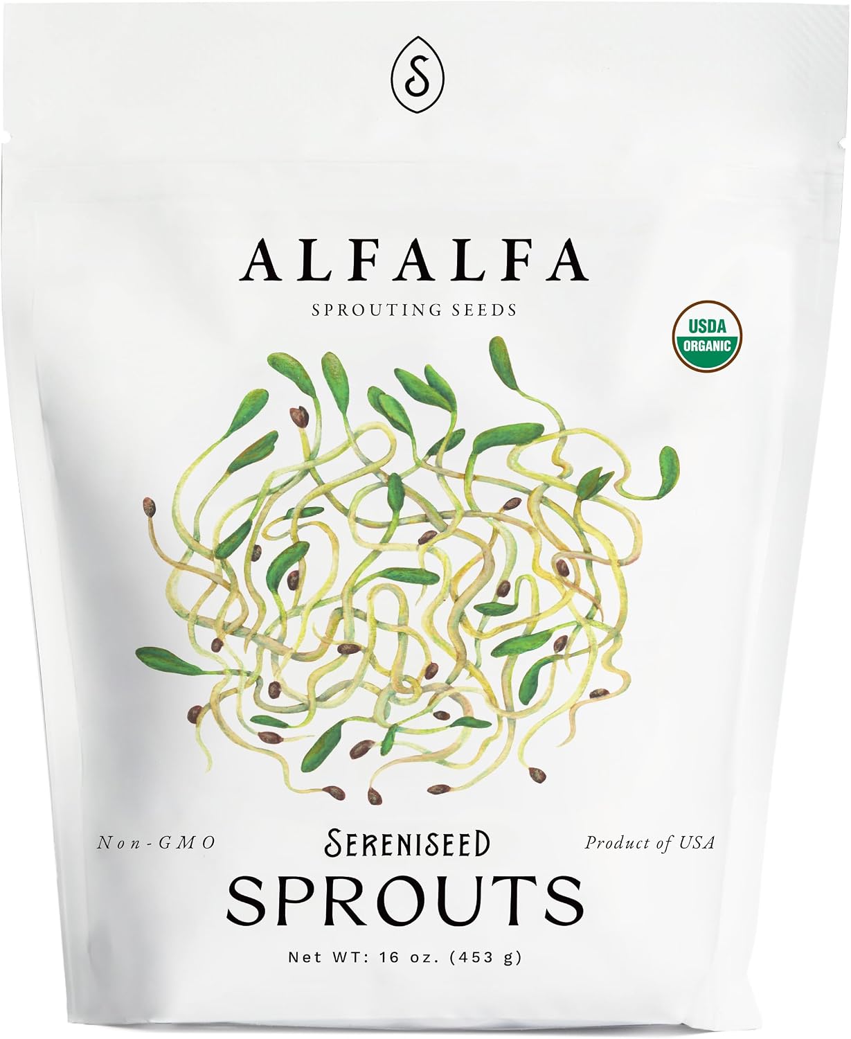 Organic Alfalfa Sprout Seeds (16 oz) – Non-GMO, Heirloom Seeds for Sprouting and Microgreens