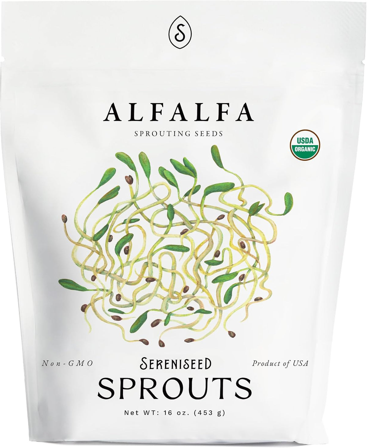 Organic Alfalfa Sprout Seeds (16 oz) – Non-GMO, Heirloom Seeds for Sprouting and Microgreens