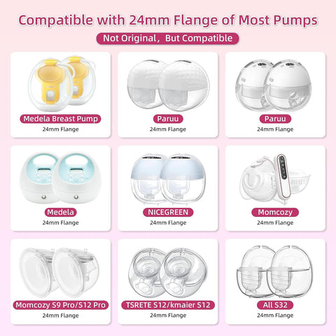 Flange Inserts 13mm 15mm for Medela,Spectra 24mm Shields/Flanges,Compatible with TSRETE,CPPSLEE,Momcozy S9Pro/S9/S12Pro/S12 Wearable Breast Pump,Reduce 24mm Nipple Tunnel Down to 4pcs