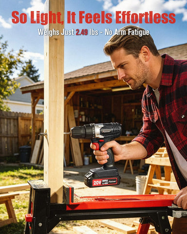 AVID POWER 20V Cordless Electric Drill Set 3/8“ Power Driver Kit for DIY