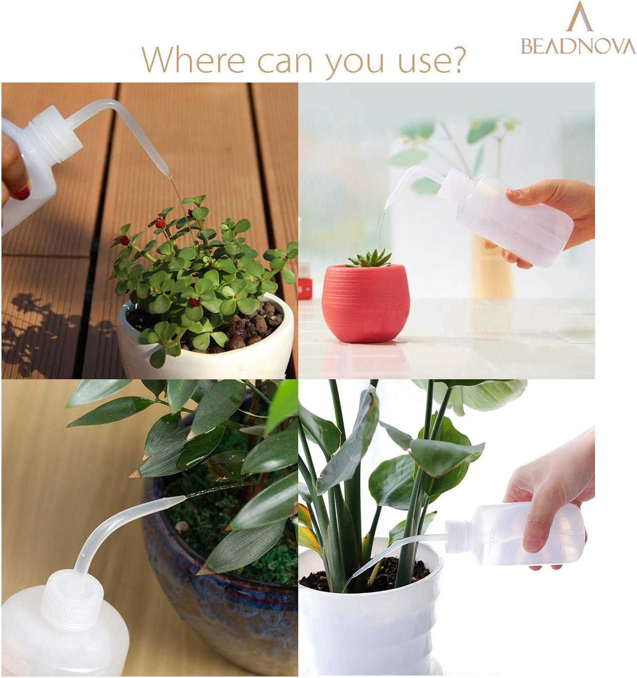 BEADNOVA Irrigation Bottle 500ml 17oz Indoor Plant Watering Can Water Squirt Bottle Plastic Rinse Bottle for Eyelash Extensions Eye Wash Tattoo Lab (1pc)