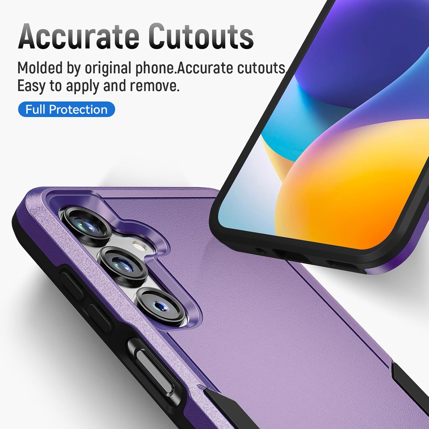 for Samsung Galaxy A16 5G Phone Case, with Screen Protector [Military Grade Drop Tested] Heavy Duty Rugged Shockproof Non-Slip Outdoor Protective Case for Samsung Galaxy A16 5G, Purple