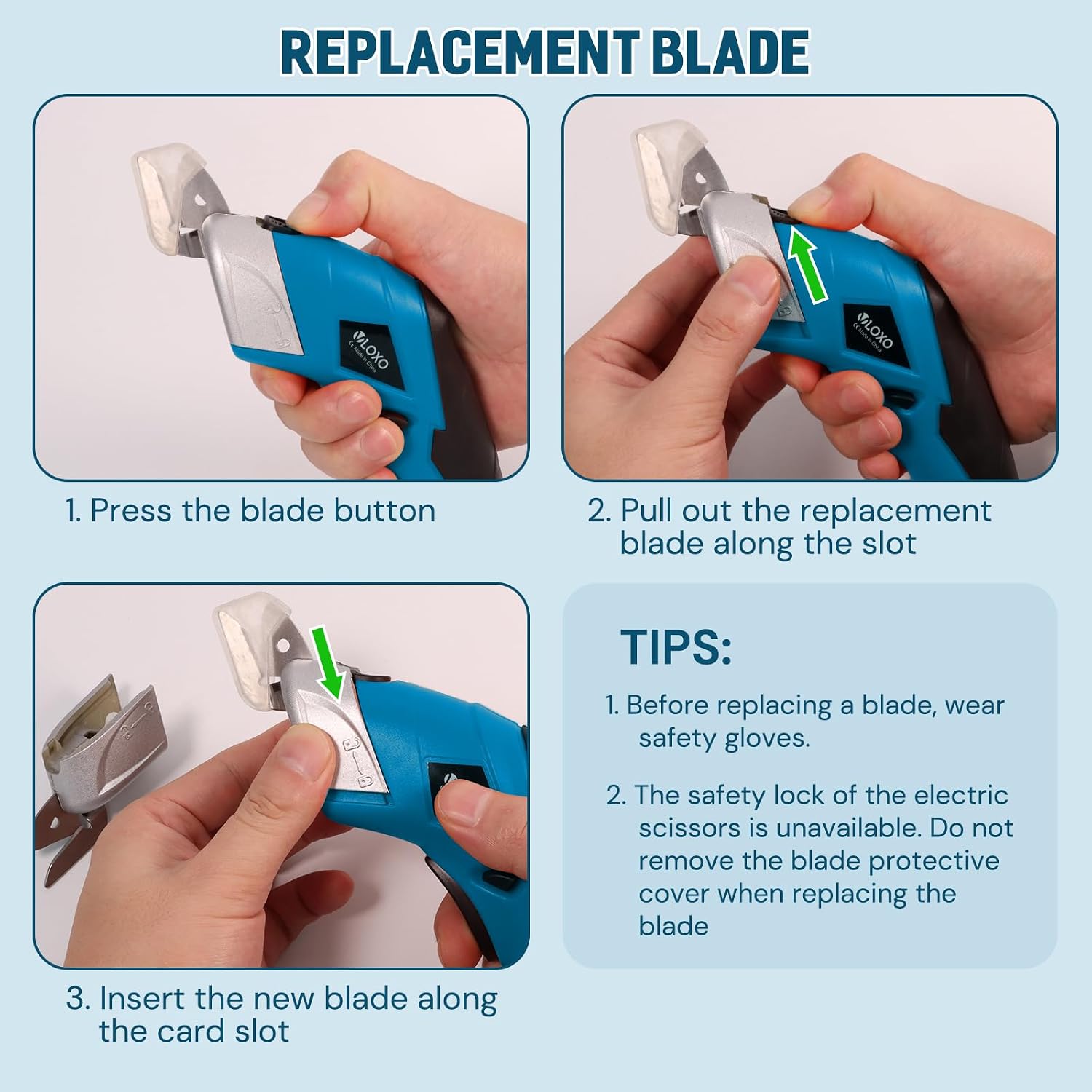 VLOXO Cordless Electric Scissors 4V Electric Box Cutter for Cardboard