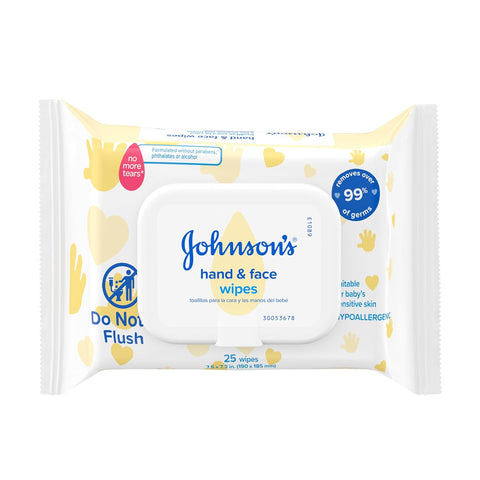 Johnson's Baby Disposable Hand & Face Cleansing Wipes, 25 ct