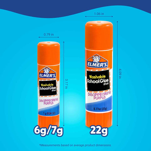 Elmer's Disappearing Purple School Glue Sticks, Washable, 7 Grams, 30 Count - Posters, Back to School, Bulk Pack for Classrooms, #1 Teacher Brand