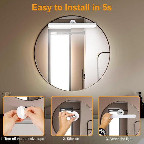 Benreom Rechargeable Vanity Lights for Mirror, Wireless LED Stick On Light