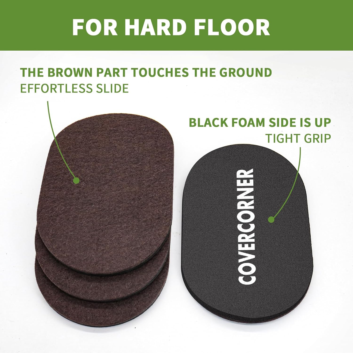 Felt Furniture Sliders for Hardwood Floors 4 PCS, 9 1/2" Brown