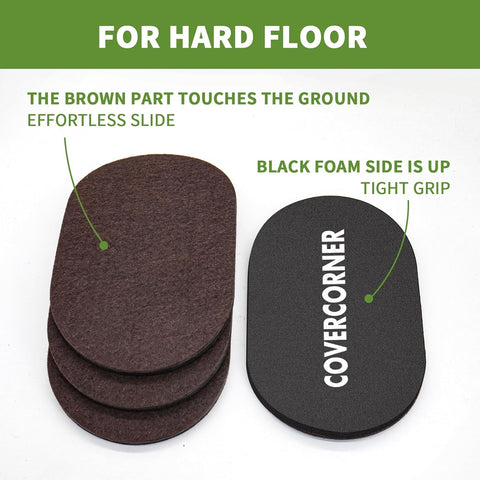Felt Furniture Sliders for Hardwood Floors 4 PCS, 9 1/2" Brown