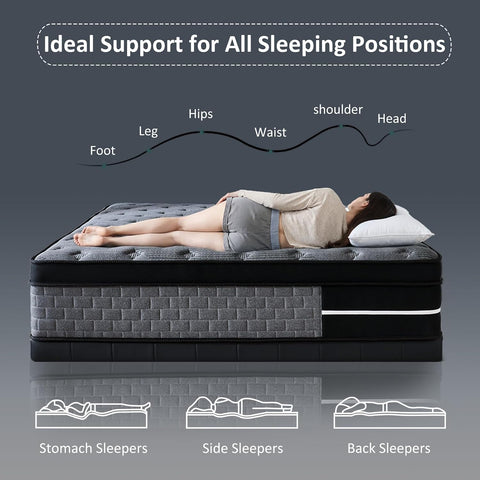 Queen Mattress, 12 Inch Hybrid Queen Size Mattress, Medium Firm