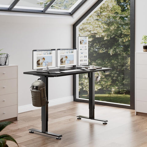 Veken 39.4 Inch Large Electric Standing Desk, Gaming Table, Black