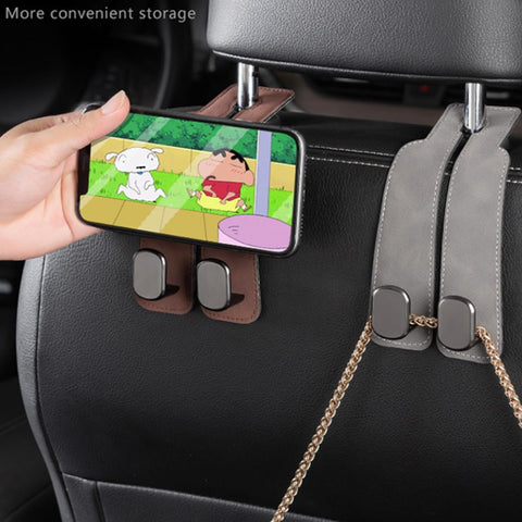 Amelity Car Headrest Hooks, Purse Hook for Car 4 Pack Black