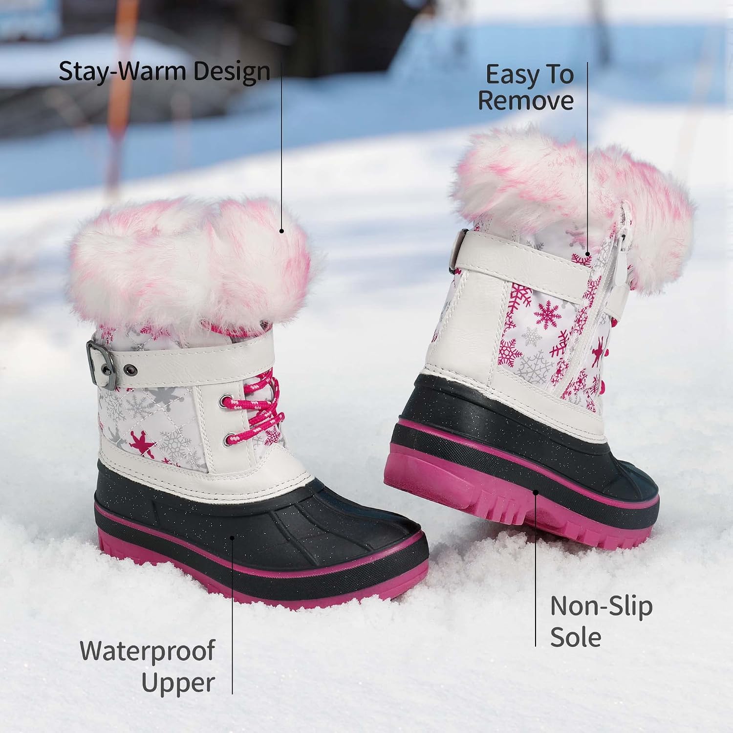 DREAM PAIRS Girls Snow Waterproof Winter Boots