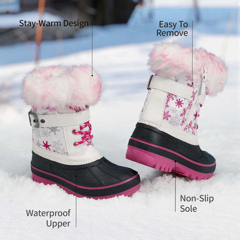 DREAM PAIRS Girls Snow Waterproof Winter Boots