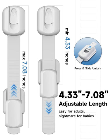 Infinno 16 Pack Cabinet Locks Baby Proofing Heavy Duty - Child Safety Cabinet Locks for Drawers, Cupboards & Fridge – No Drill 3M Adhesive Locks for Pets - Toddler Safety Latches-Gery