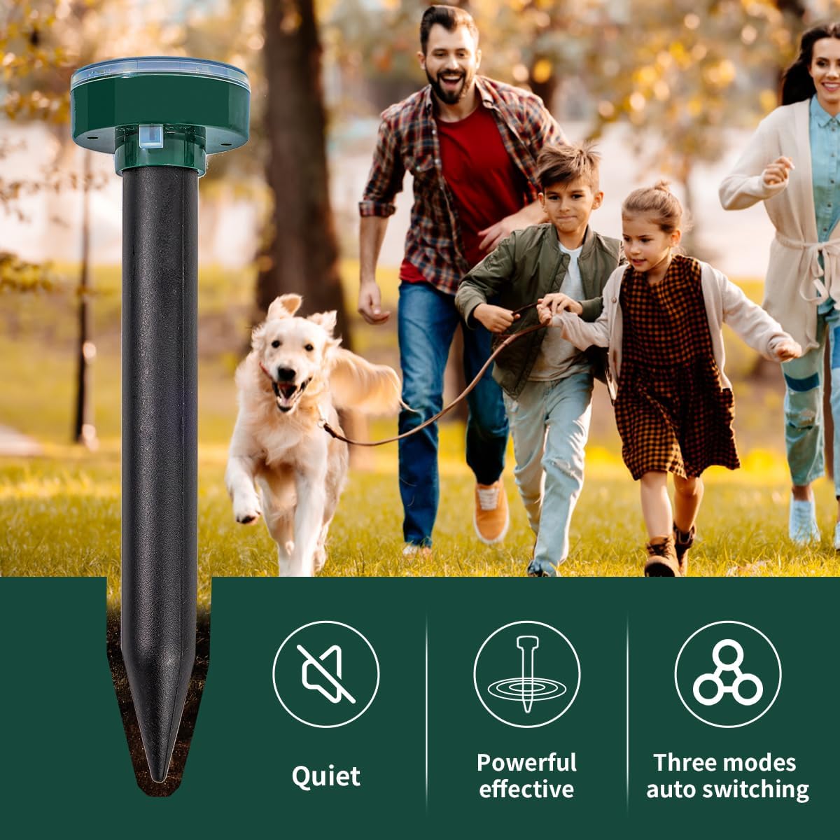 8-Solar Ultrasonic Mole Repellent, Waterproof Stakes Lawn Gophers Snakes