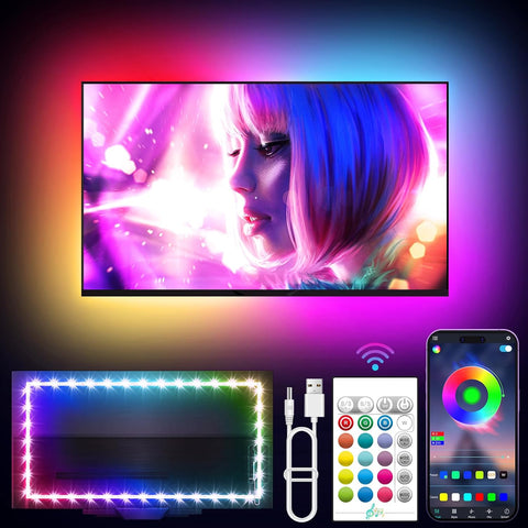 KANTUTOE TV LED Backlight, 9.84ft LED Lights for 32-43in TV, RGB TV Lights Behind with Music Sync Bluetooth APP and Remote Control Strip Light USB Powered for Bedroom Home Decor