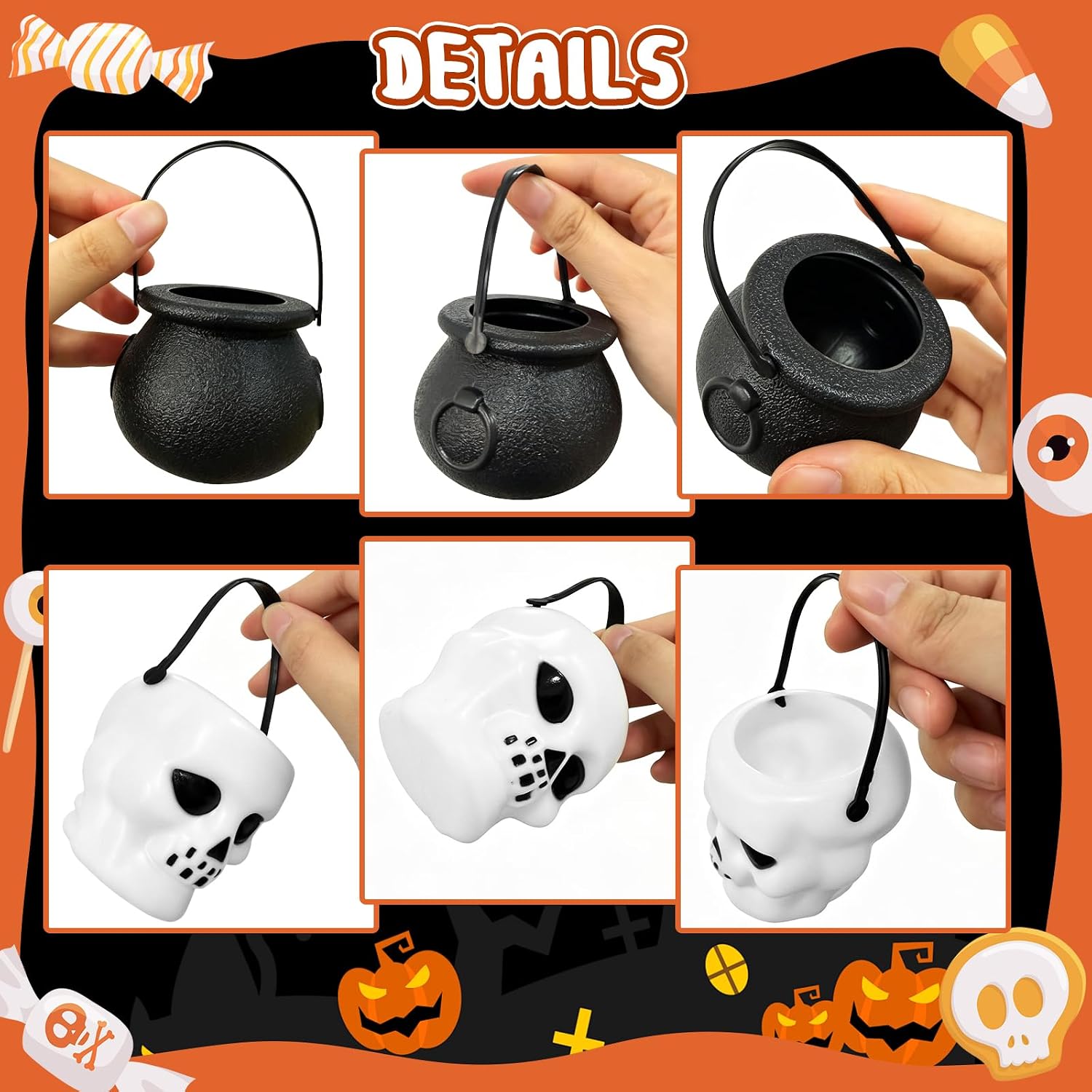 36 Pieces Halloween Candy Bucket,12 Styles Mini Halloween Candy Holder