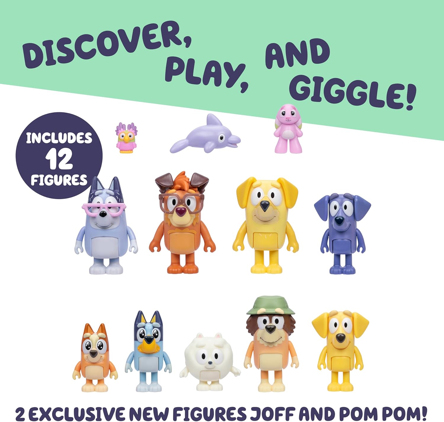 Bluey Super Fan Figurines Set, 12-Character Figure Pack