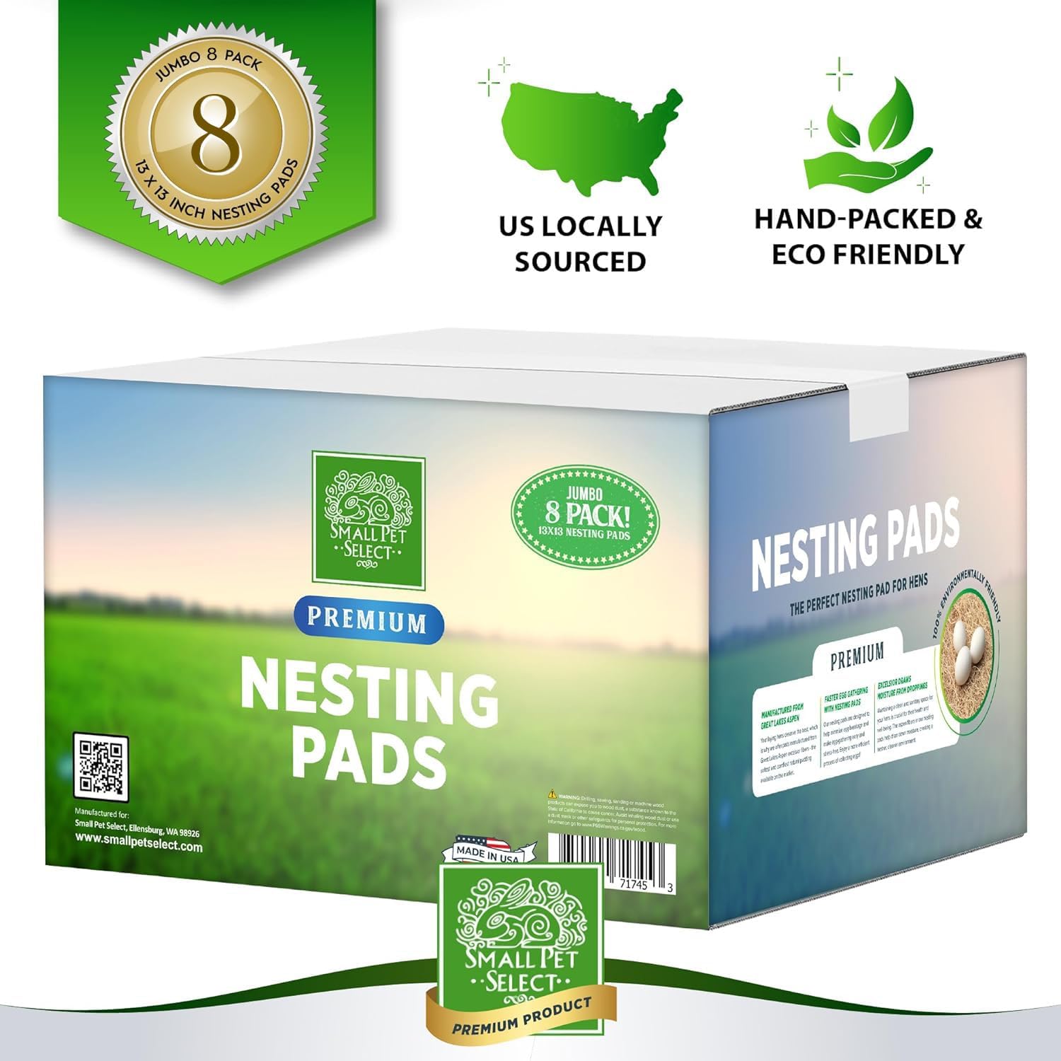Small Pet Select Chicken Nesting Pads for Hens, 13x13 in, 8-Pack