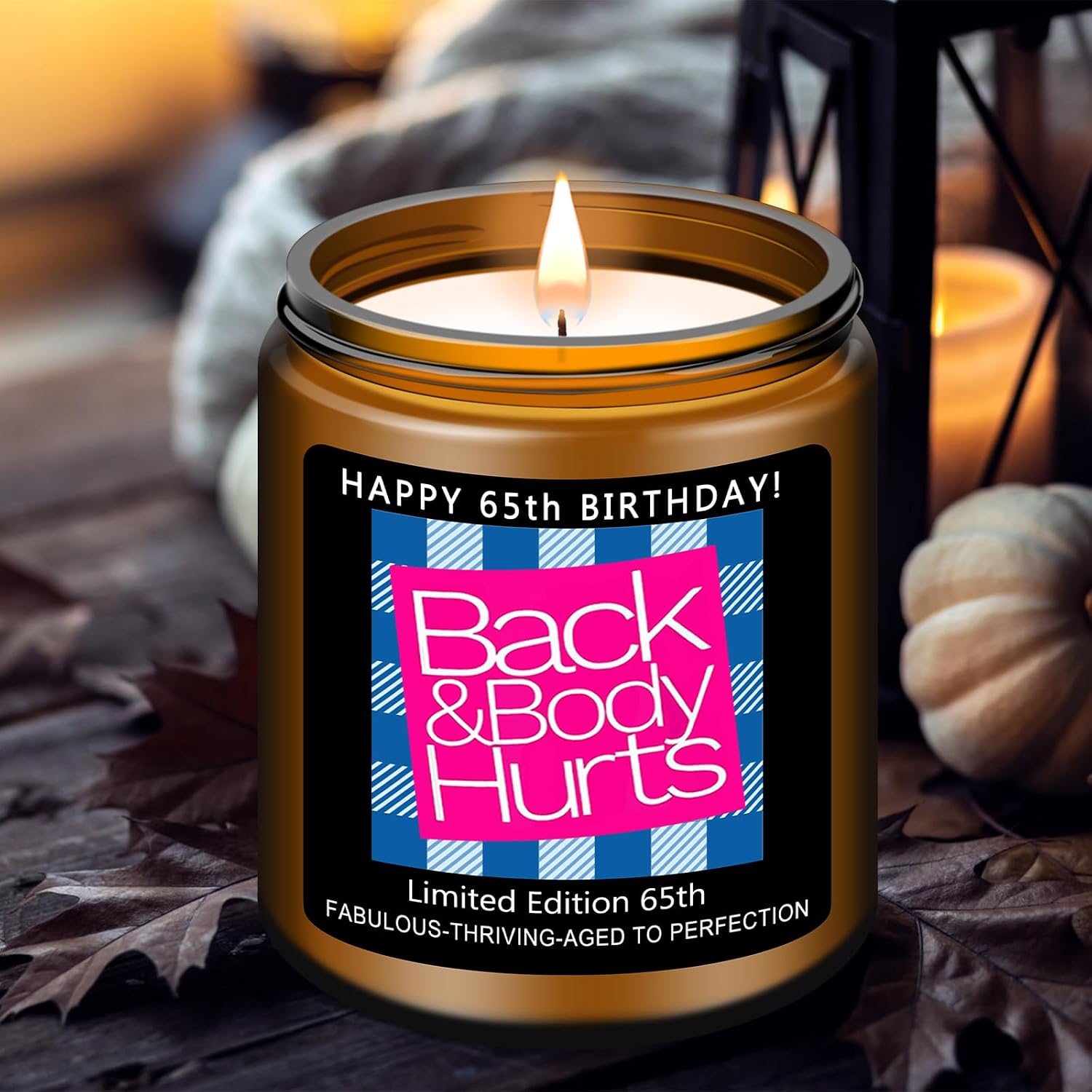Homsolver 65th Birthday Decorations Gifts for Women Men, Happy 65th Birthday Candle Gift for Her Him, Funny 65 Years Old Ideas - Lavender Scented Candles