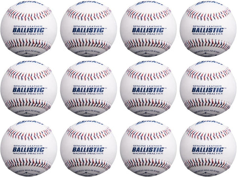 Baden Ballistic Leather Pitching Machine Baseballs | Durable Leather Construction for Consistent Performance, 12-Pack