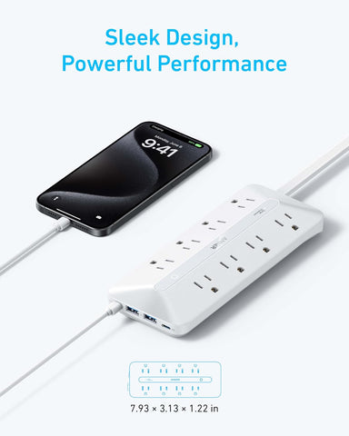 Anker Power Strip, 900J Surge Protector, 35W Max