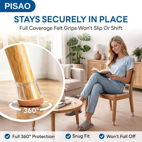 PISAO 24 Pcs Chair Leg Floor Protectors Caps Cover Pad for Hardwood Floors