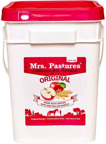 Mrs Pastures Cookies and Treats for Horses - Premium Horse Treats - Made with Apples, Oats, and Rolled Barley - Preservative Free - All Natural Ingredients - No Corn or Soy (15lb Bucket)