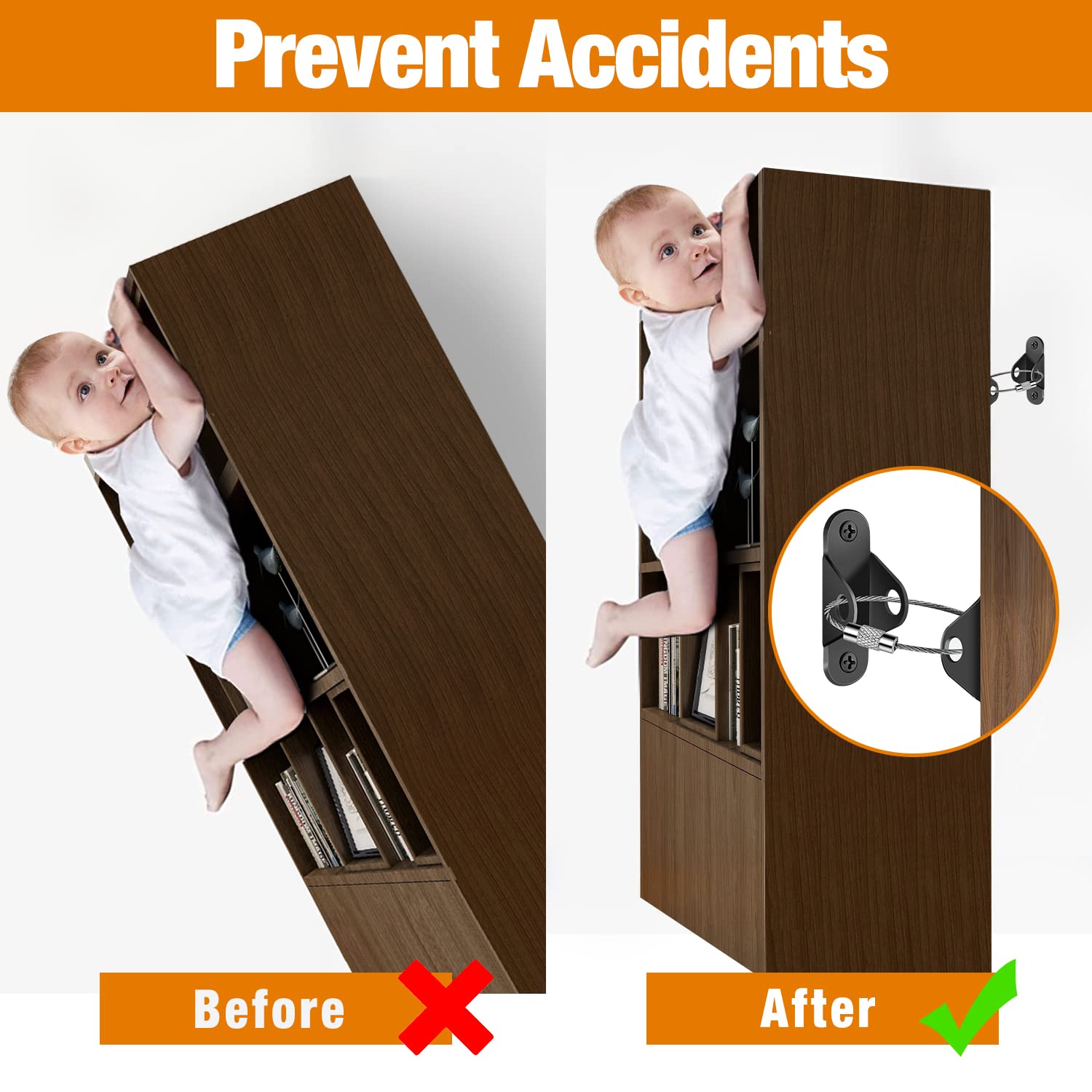 Ougourim Furniture Anchors 10 Pack, Anti Tip Kit for Baby Proofing
