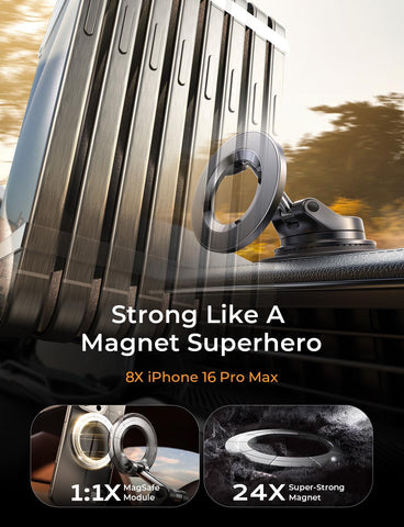 LISEN for MagSafe Car Mount [3800gf Strong Magnet & 90+LBS Suction] 360° Adjustable Vacuum Magnetic Phone Holders for Your Car, for iPhone 17 Pro Max 16 15 14 13 12 Plus Air for All Smartphones