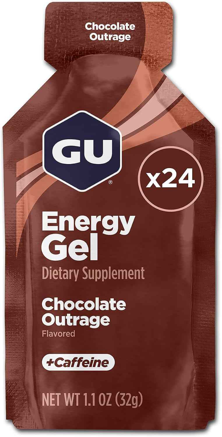 GU Energy Original Sports Nutrition Energy Gel, Chocolate Outrage, 24 Count Box