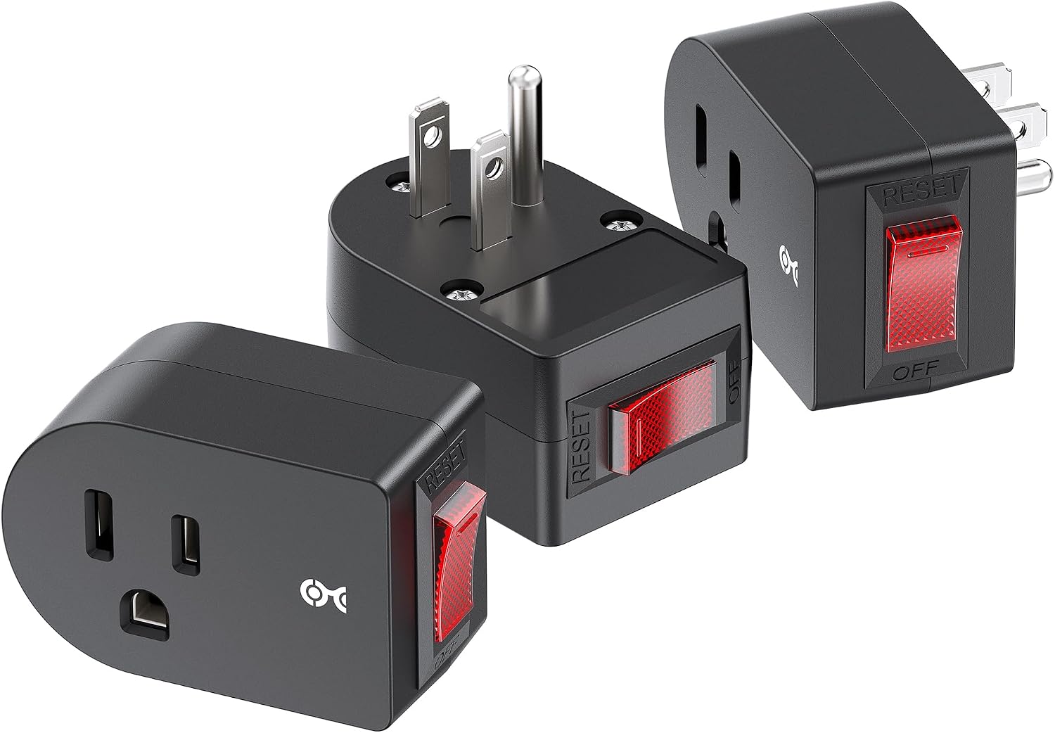 [ETL Listed] Cable Matters 3-Pack Grounded Outlet Switch, Black