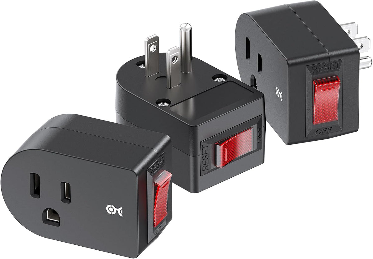 [ETL Listed] Cable Matters 3-Pack Grounded Outlet Switch, Black