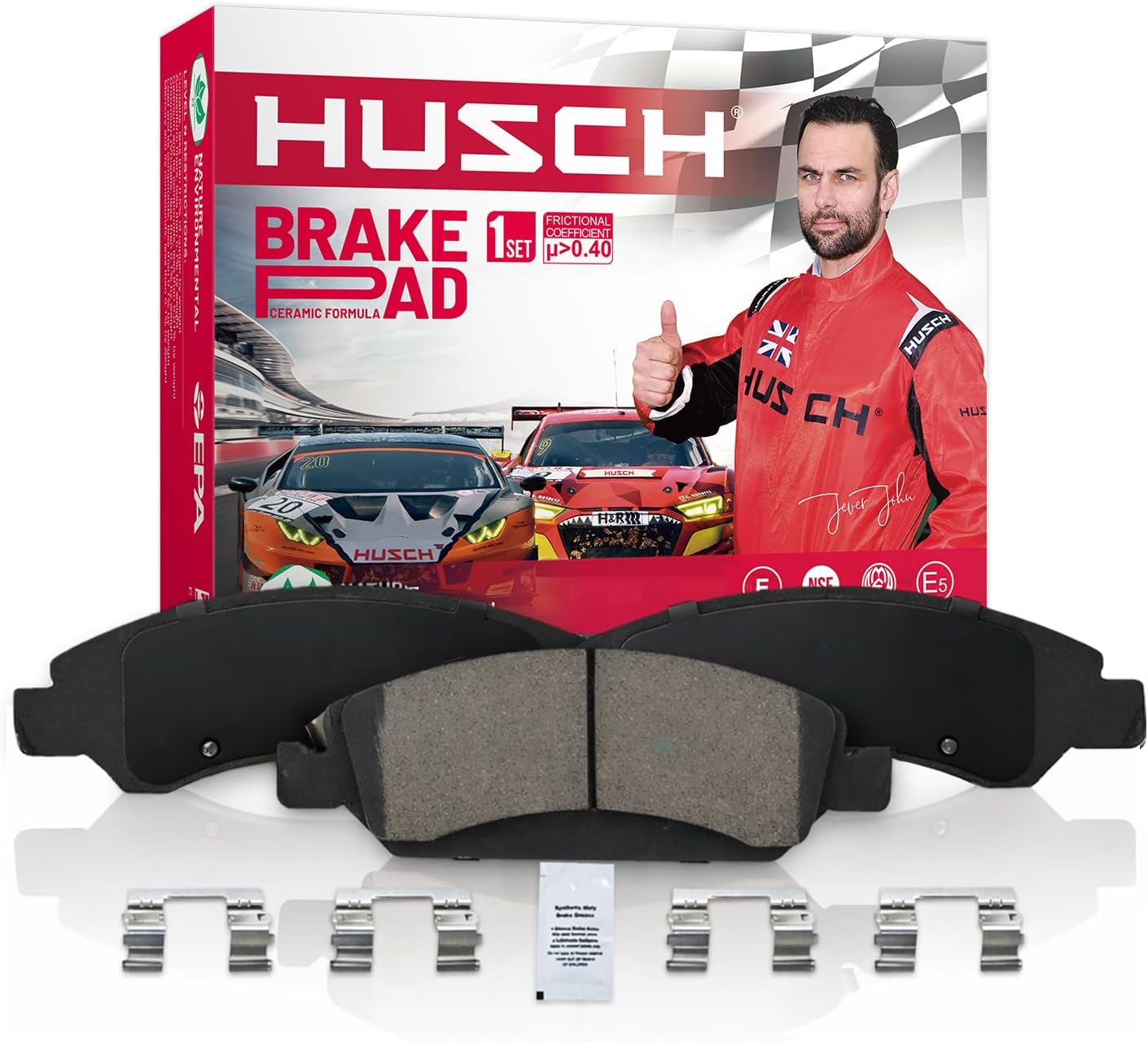 HUSCH D1104 Front Ceramic Brake Pads Kit Fit For Hyundai Tiburon 2005, 2008