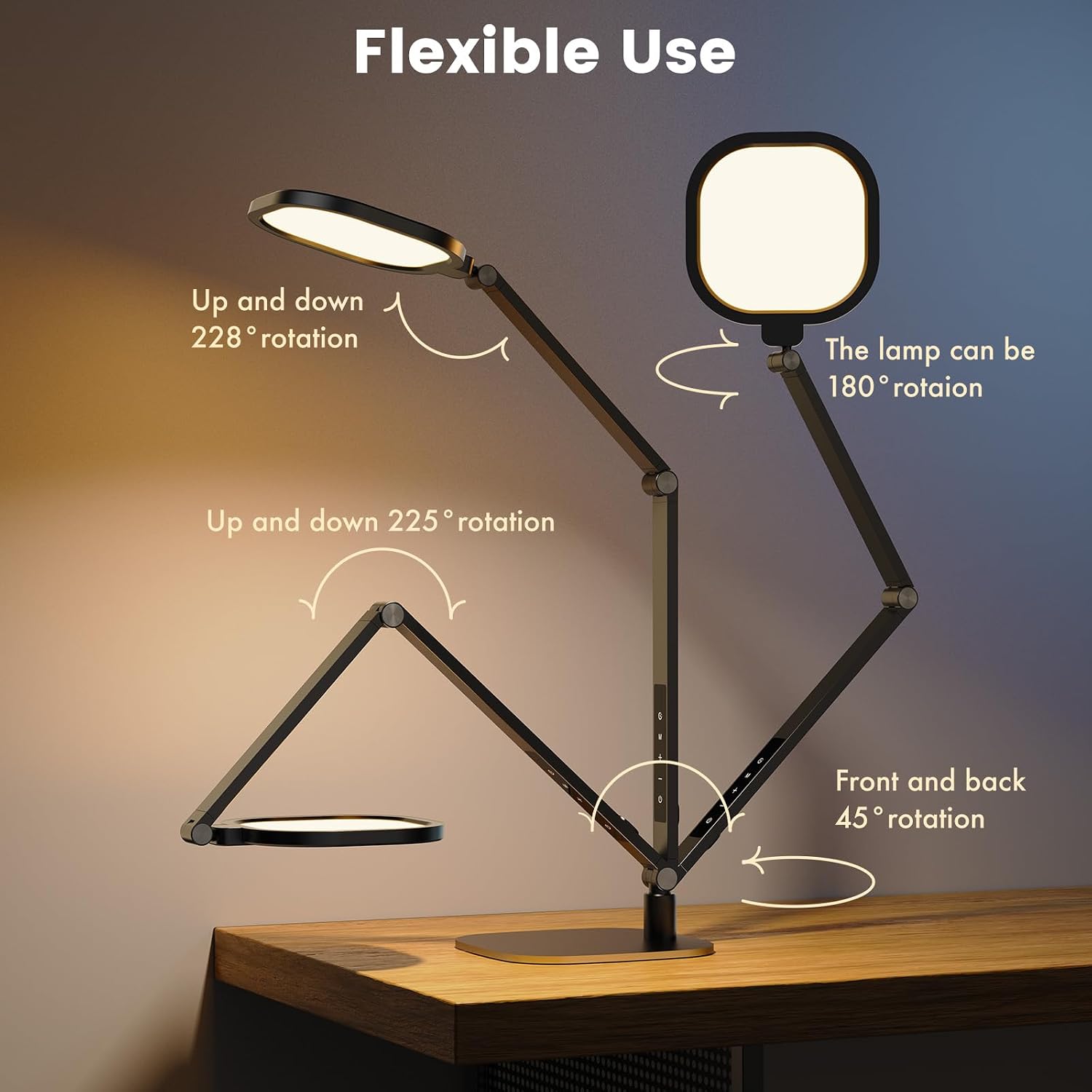 LitONES Desk Lamp for Home Office, Tall Computer Ring Light with CRI 97.8