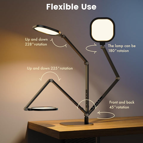 LitONES Desk Lamp for Home Office, Tall Computer Ring Light with CRI 97.8