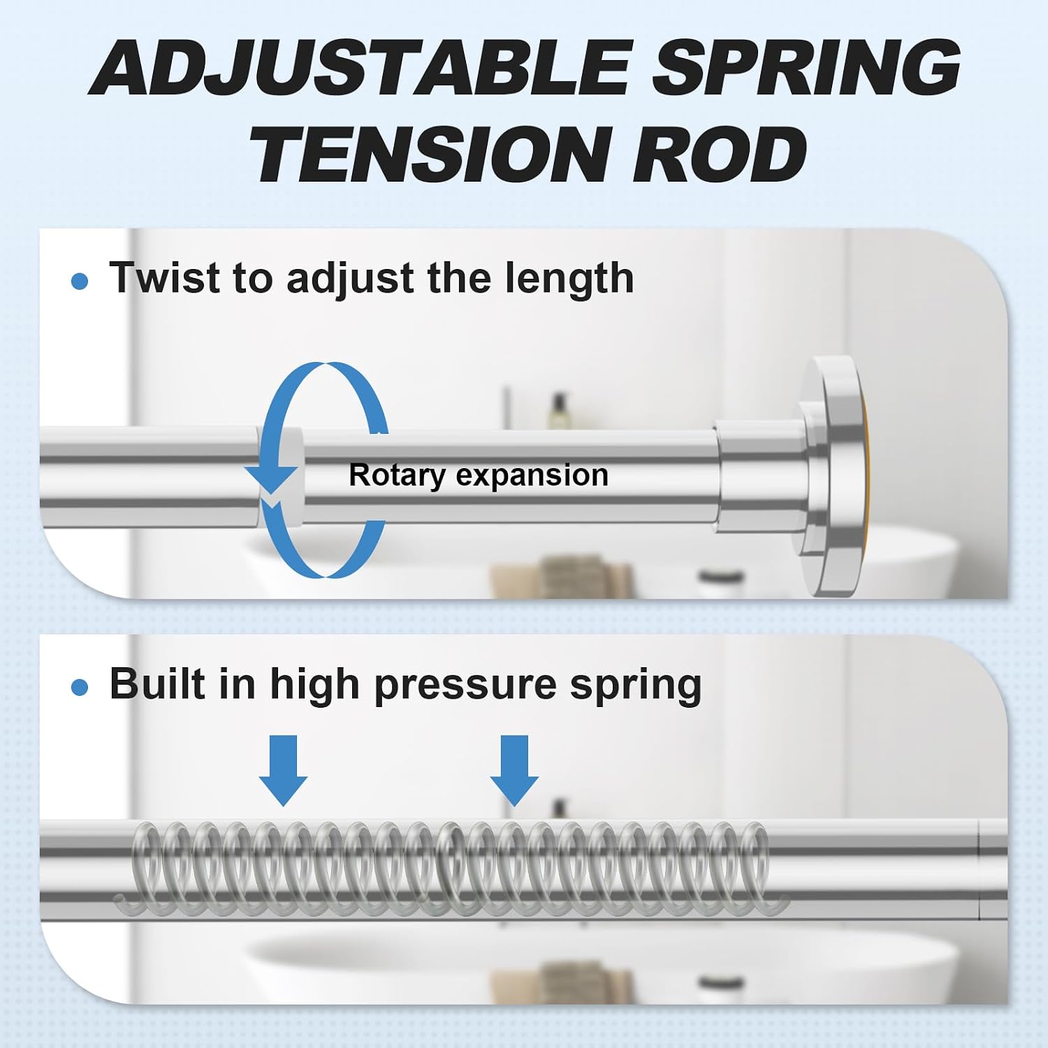 CorkLatta Chrome Shower Curtain Rod 31 to 80 Inch,1 Inch Diameter Adjustable Spring Tension Curtain Rod No Drilling Stainless Steel Telescoping Rod,No Rust