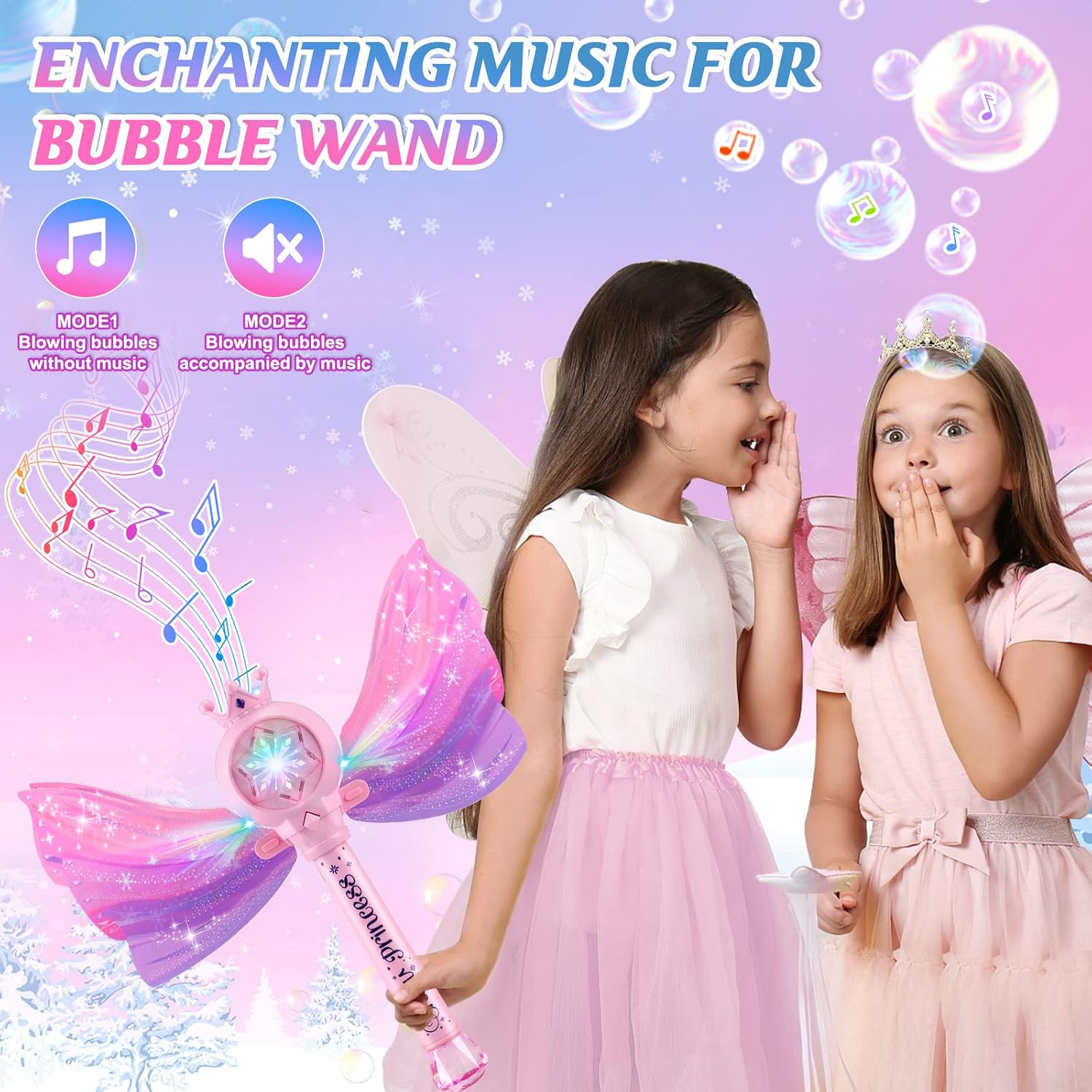 Bubble Wand for Kids, LED Light Music Bubble Toys Girl Gifts Age 3+
