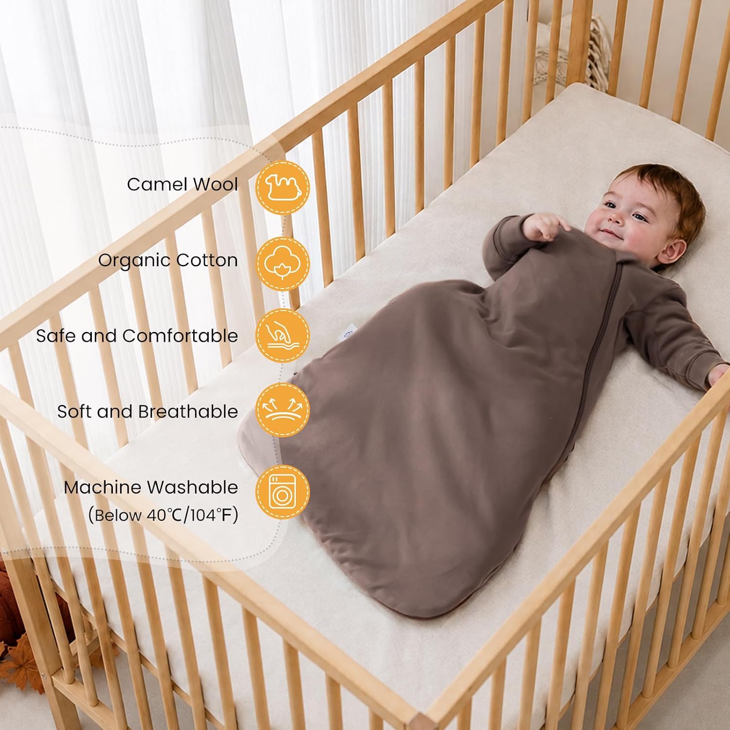 KaiyaBaby Organic Cotton Baby Sleep Sack, Long Sleeve 2.5 TOG, 18-36M