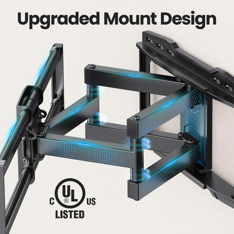 USX STAR UL Listed Full Motion TV Wall Mount Bracket for Most 37-86 inch TVs, Swivel Tilt Extension Level TV Mount, Max VESA 600x400mm, Holds up to 132lbs & 16" Wood Studs with Hole Drilling Template