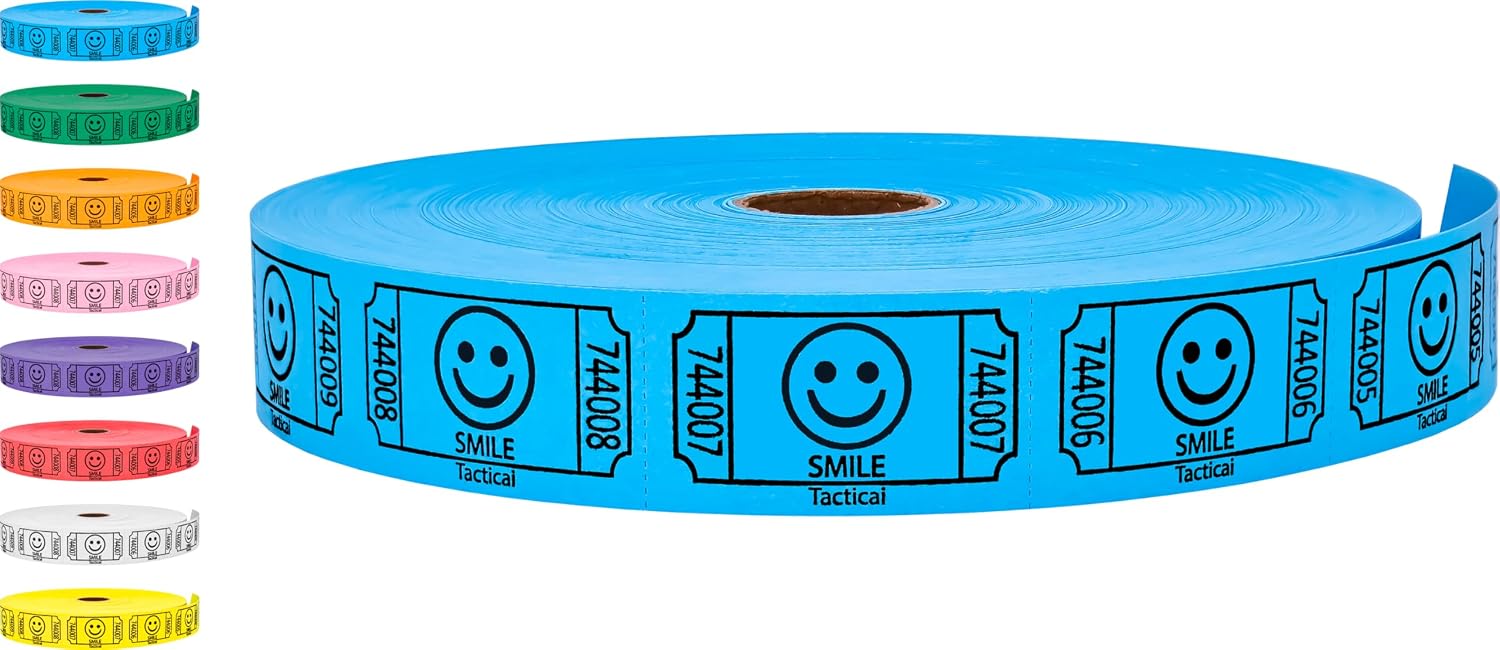 Tacticai 2000 Smile Raffle Tickets, Single Roll, Blue