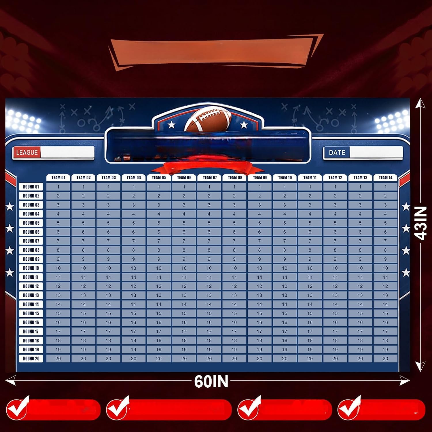 2026-2027 Fantas Football Draf Board Kit, Traceless 692+ Labels