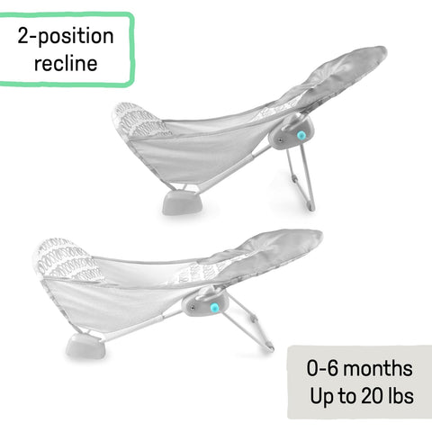 Ingenuity Foldaway 2-Position Baby Bath Seat, Adjustable Support for Sink or Bathtub, Ages 0-6 Months up to 20 Pounds, Machine-Washable Sling